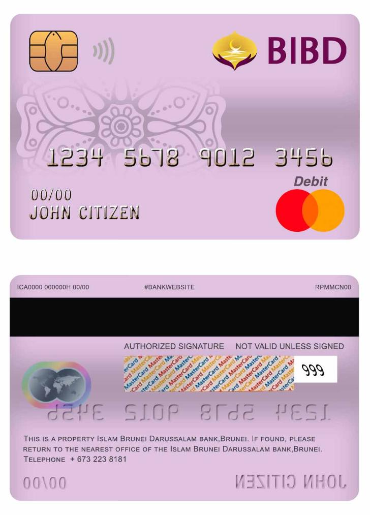 Brunei Bank Islam Brunei Darussalam bank mastercard debit card
